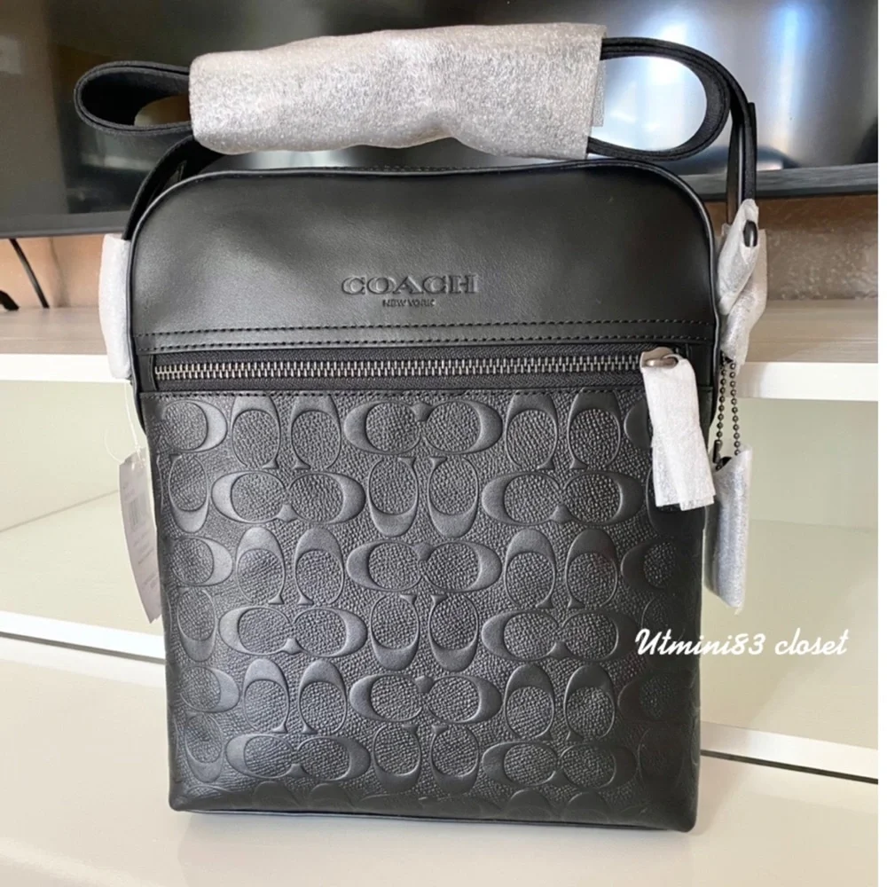 🌈💯NEW🌈Coach Men Houston Flight bag in signature/crossbody bag/messenger bag🆕 - Picture 1 of 13